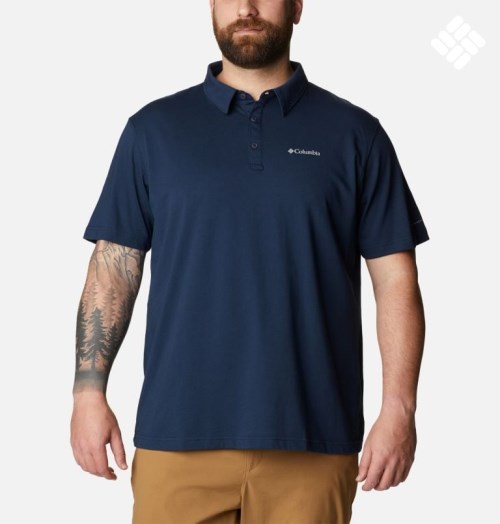 Men's Columbia Thistletown Hills Polo Shirts Navy | Plus Size CA-Z8L63